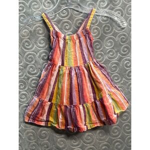Carters 12M Colorful Striped Dress Tiered Sleeveless Baby Girl Toddler Summer‎